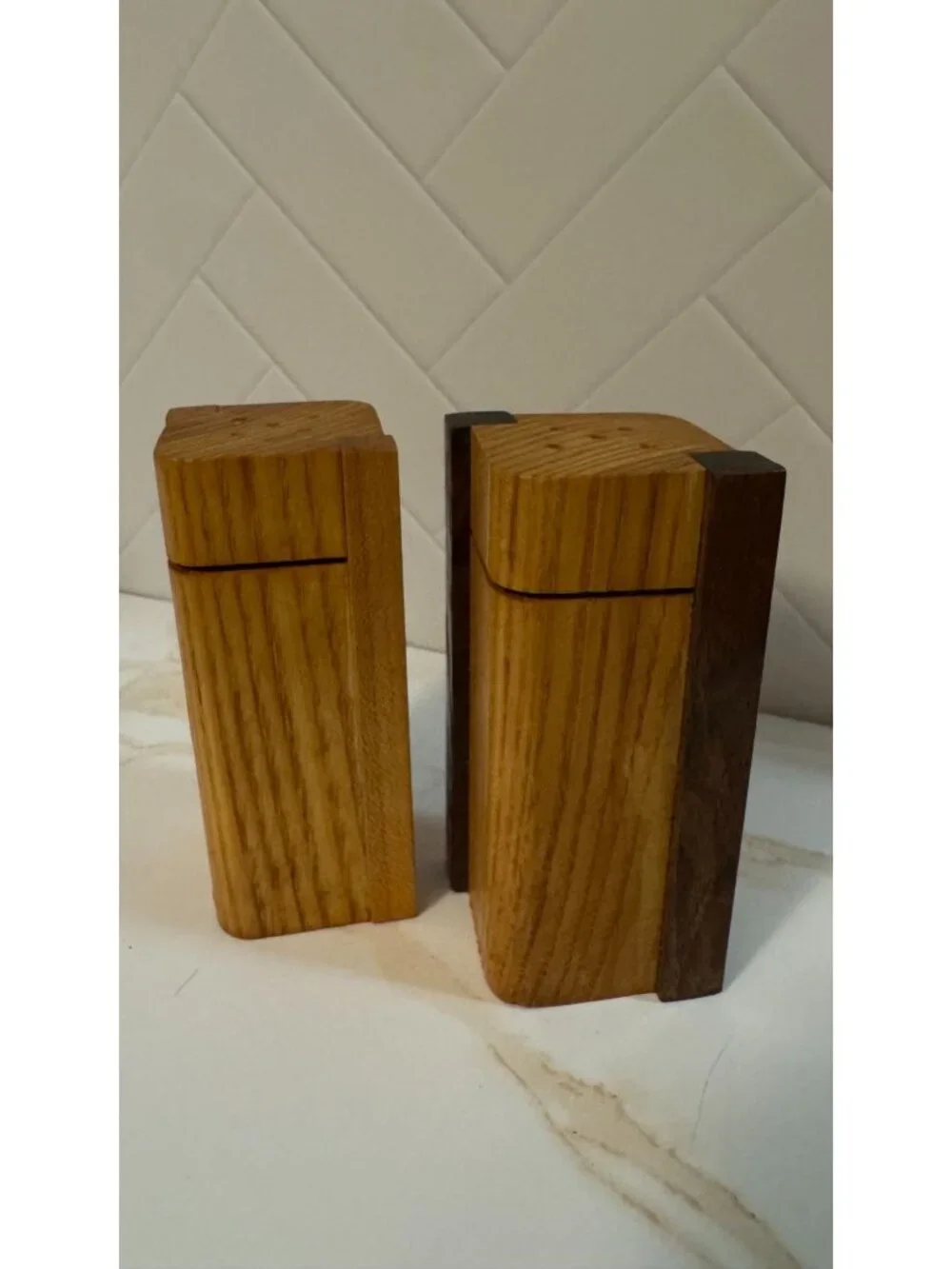 Minimalist 2 Toned Wood Salt and Pepper Shakers